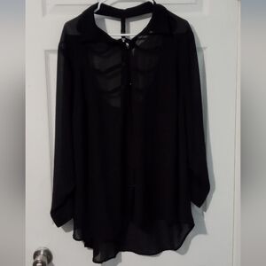Torrid Black Sheer Button Up Shirt